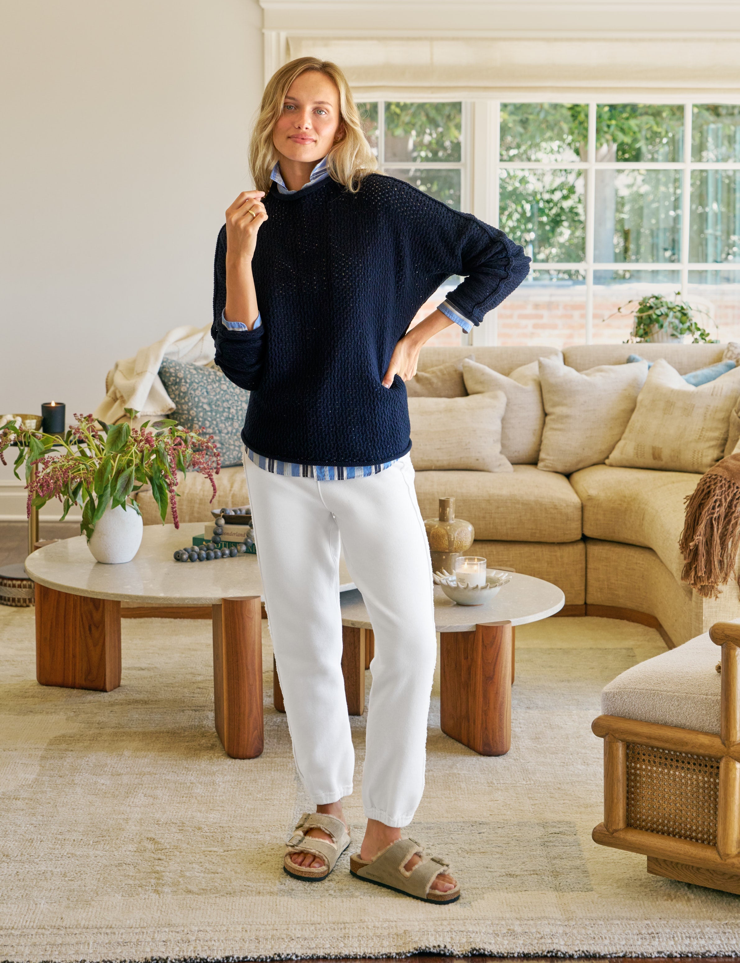 EILEEN Blue with Sand and Navy Stripe, Superluxe