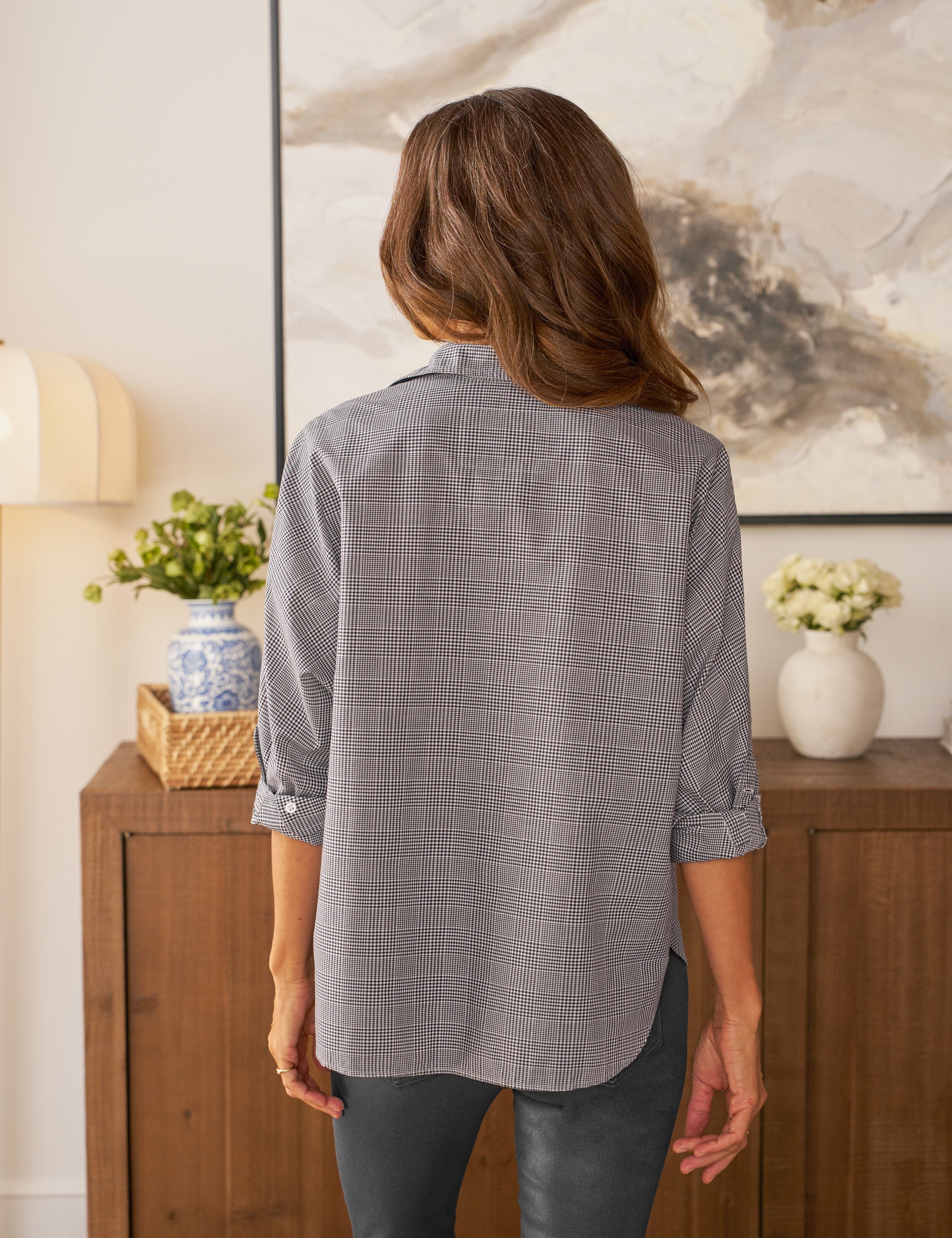 OONA Black and White Plaid, Italian Cotton