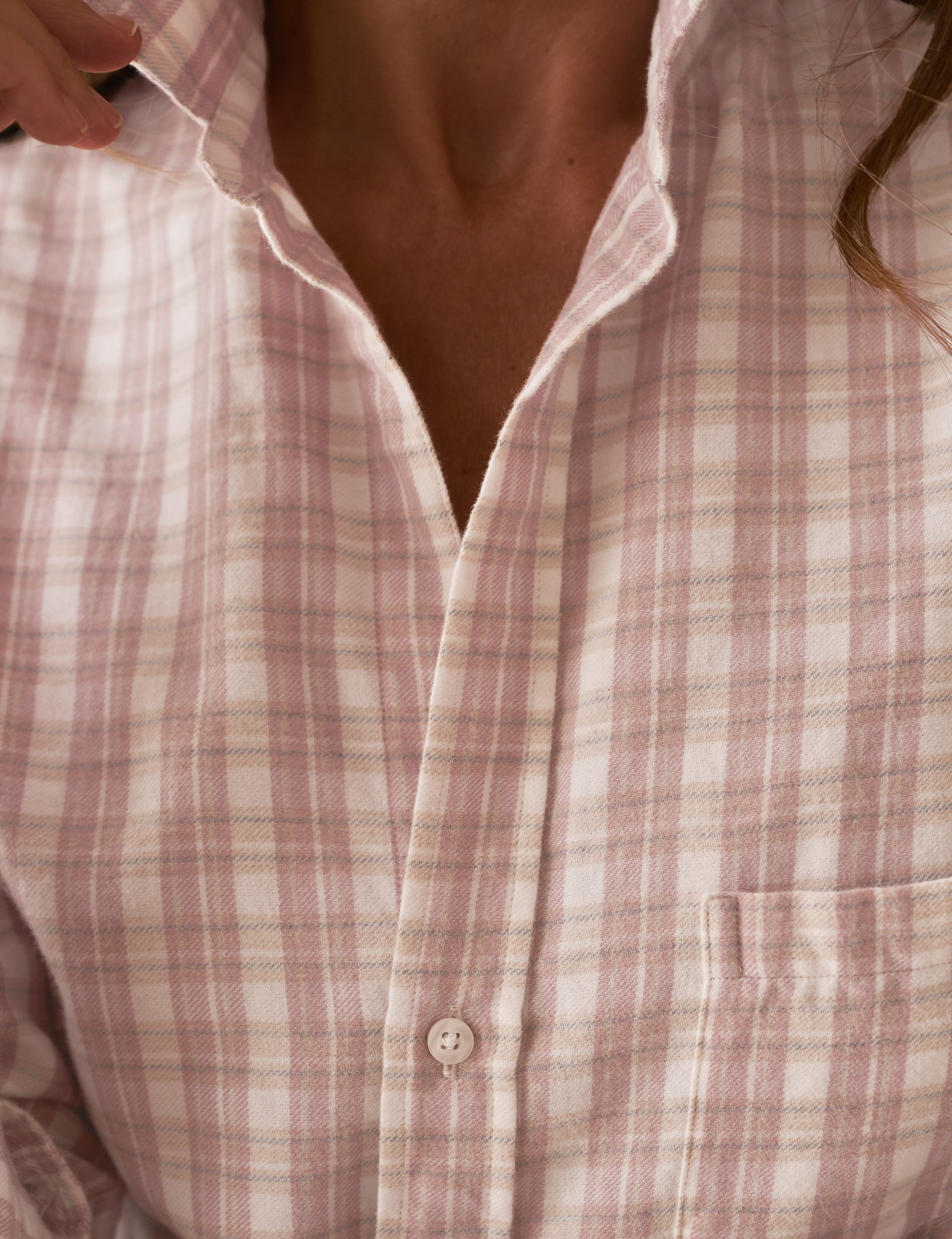 EILEEN Pink and White with Gray Plaid, Italian Flannel