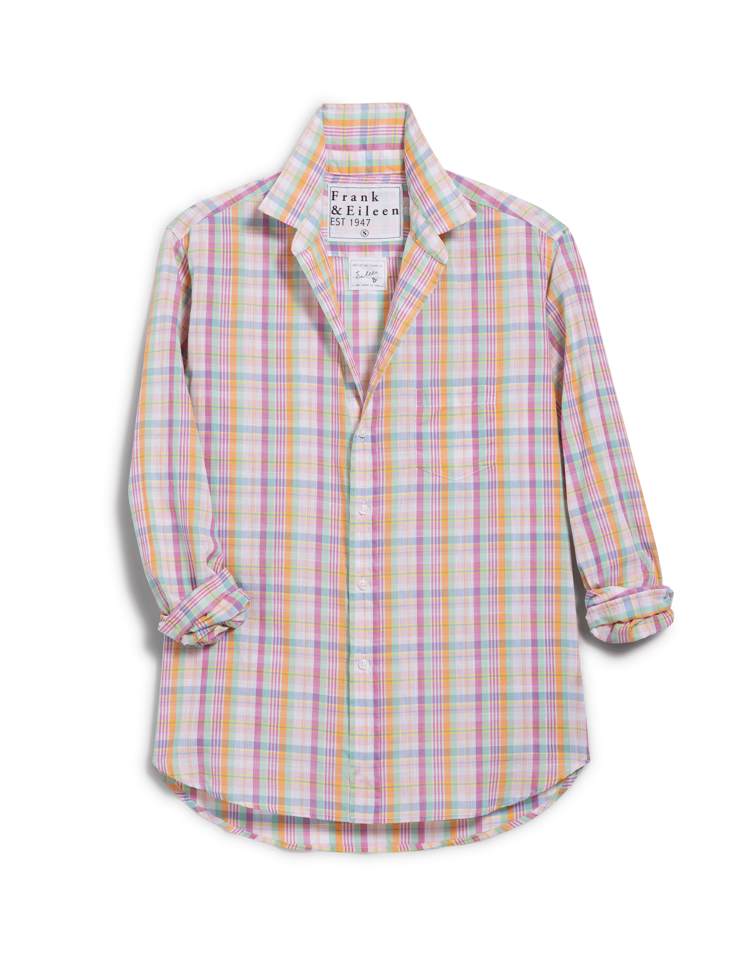 EILEEN Green and Orange Plaid, Casual Cotton