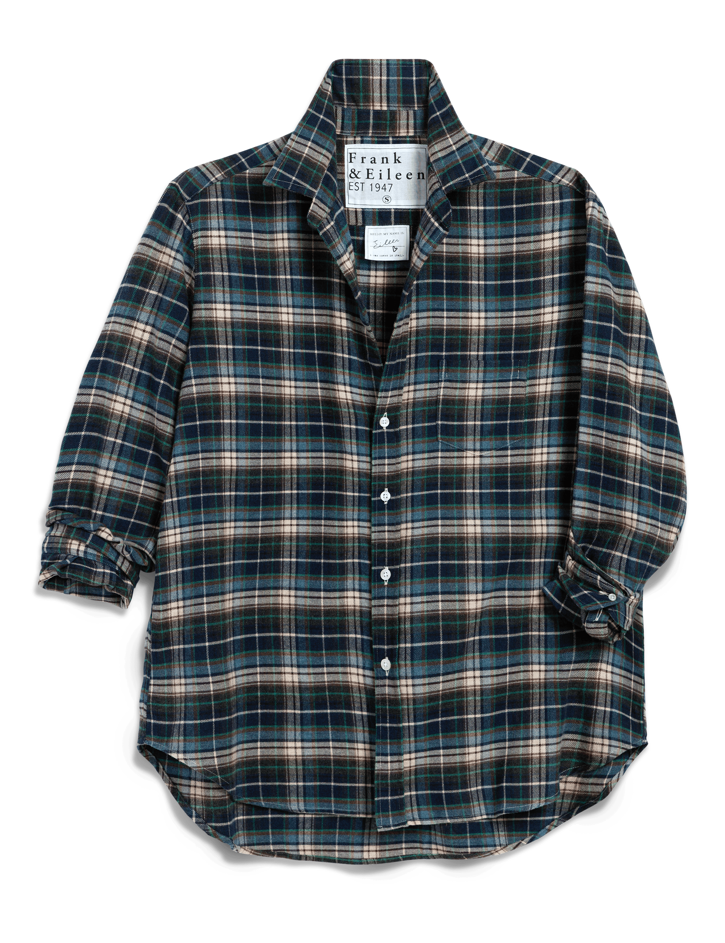 EILEEN Gray and Tan with Blue Plaid, Italian Flannel