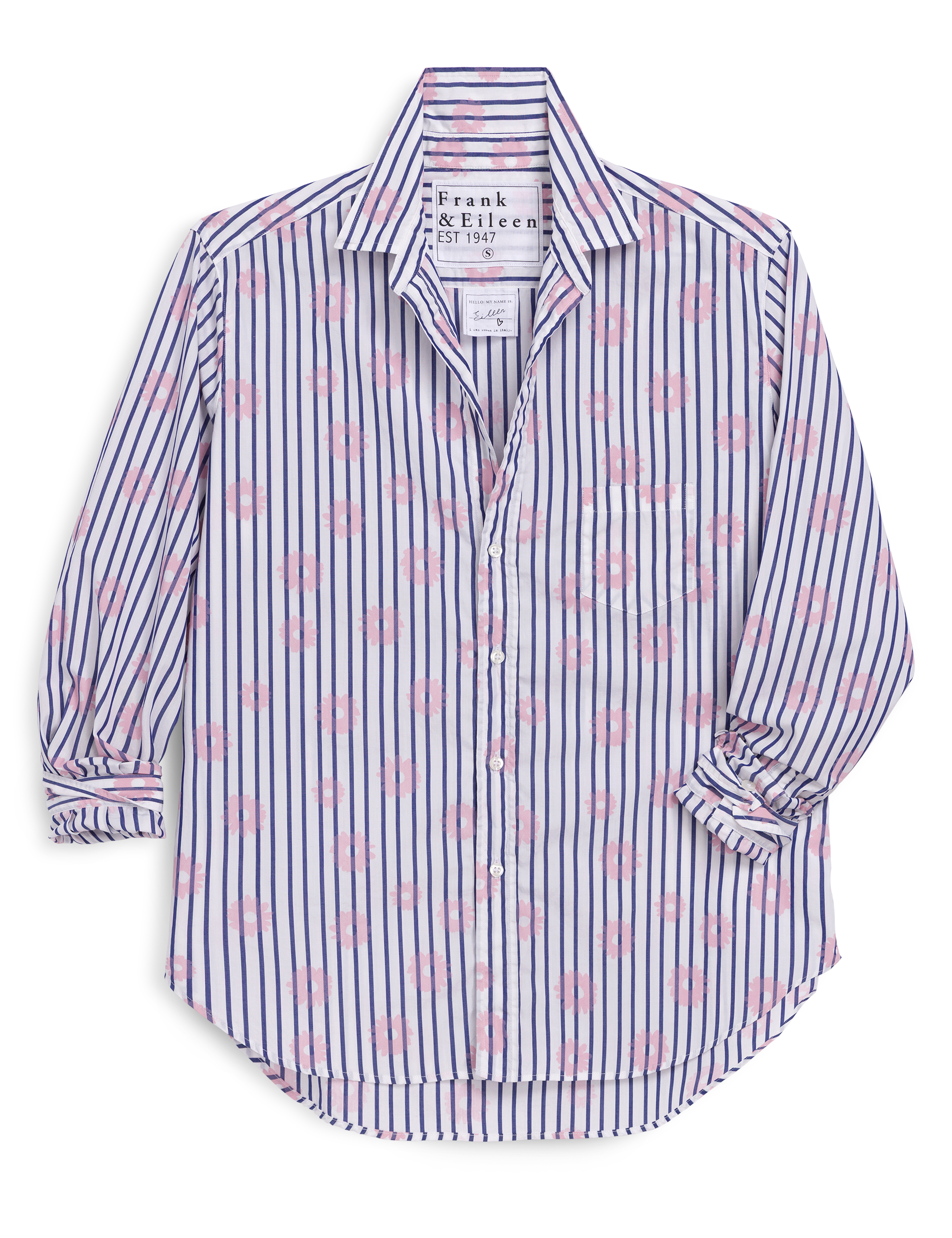 EILEEN Pink Flowers with Blue Stripe, Superluxe