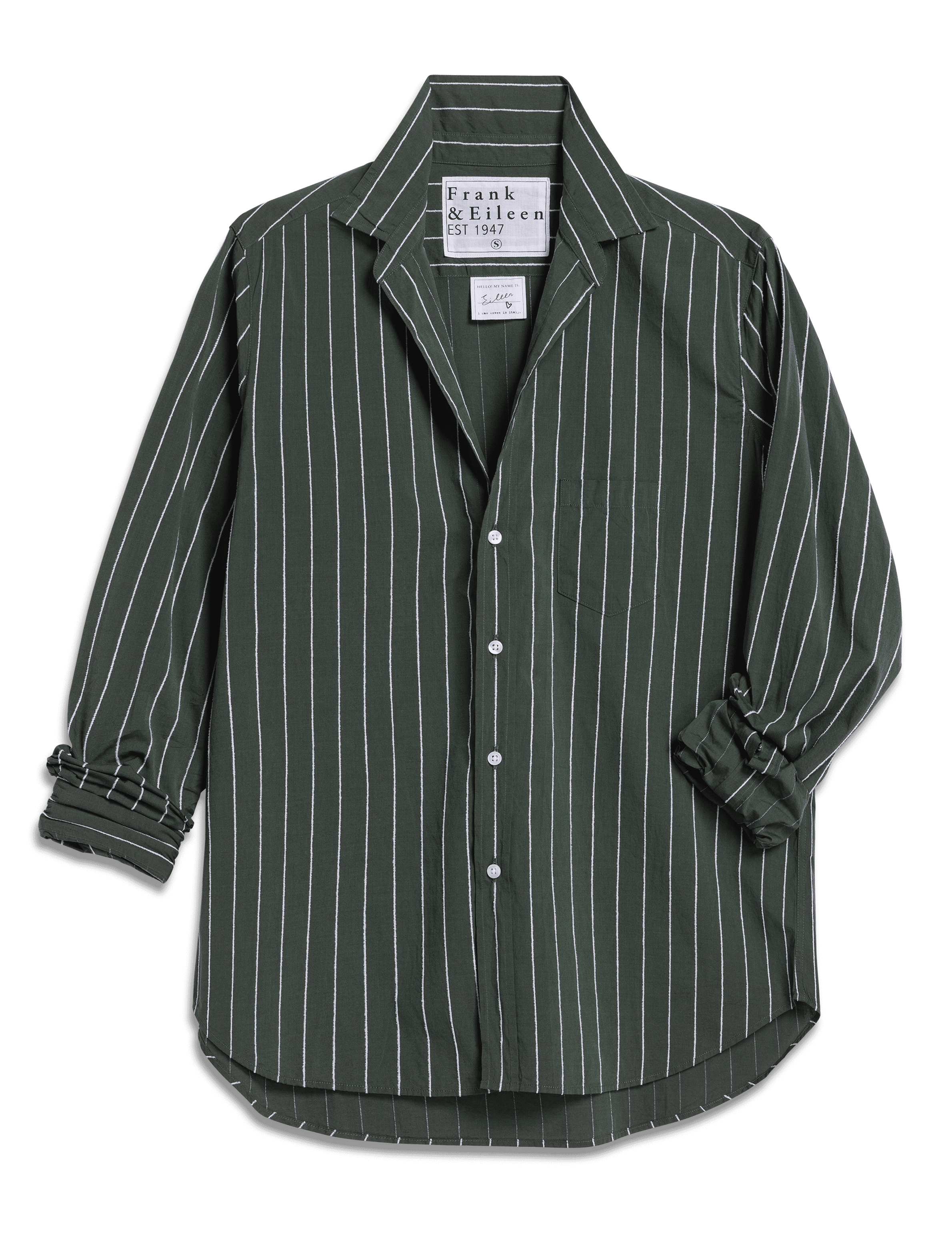 EILEEN Green and White Textured Stripe, Italian Cotton