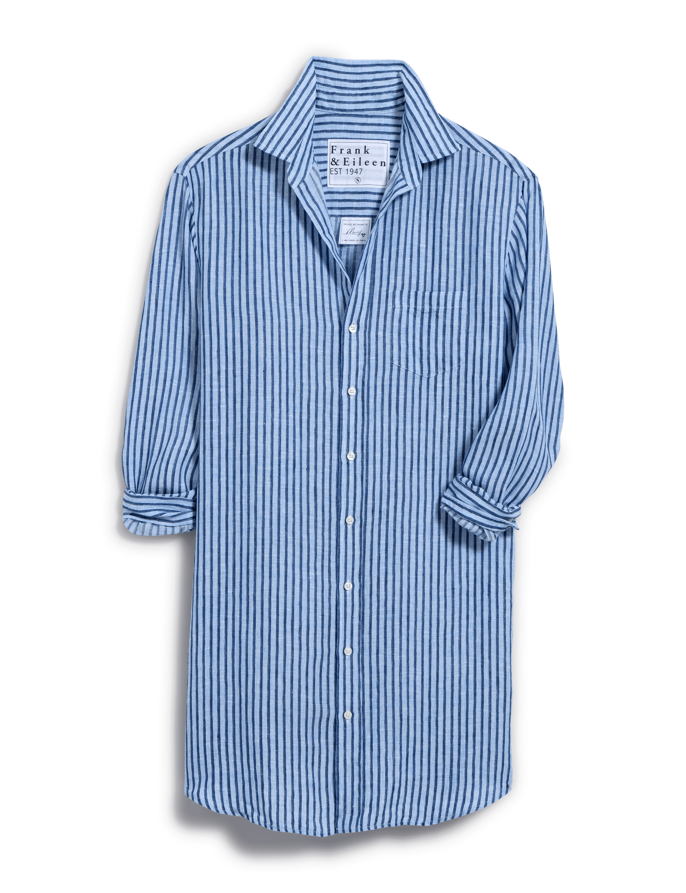 MARY Blue and Navy Textured Stripe, Italian Classic Linen
