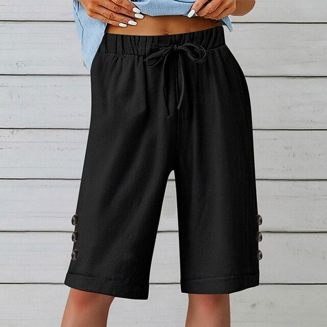Women's Shorts Summer Shorts Beach Shorts Vacation Fashion Casual Daily Knee Length Mid Waist Drawstring Pocket Elastic Waistband Comfort Soft Breathable Inelastic Streetwear Beach Holiday claret