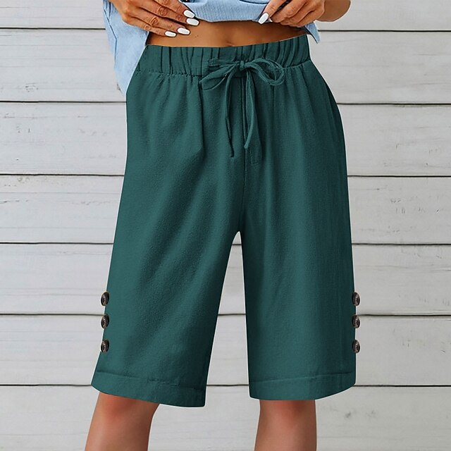 Women's Shorts Summer Shorts Beach Shorts Vacation Fashion Casual Daily Knee Length Mid Waist Drawstring Pocket Elastic Waistband Comfort Soft Breathable Inelastic Streetwear Beach Holiday claret