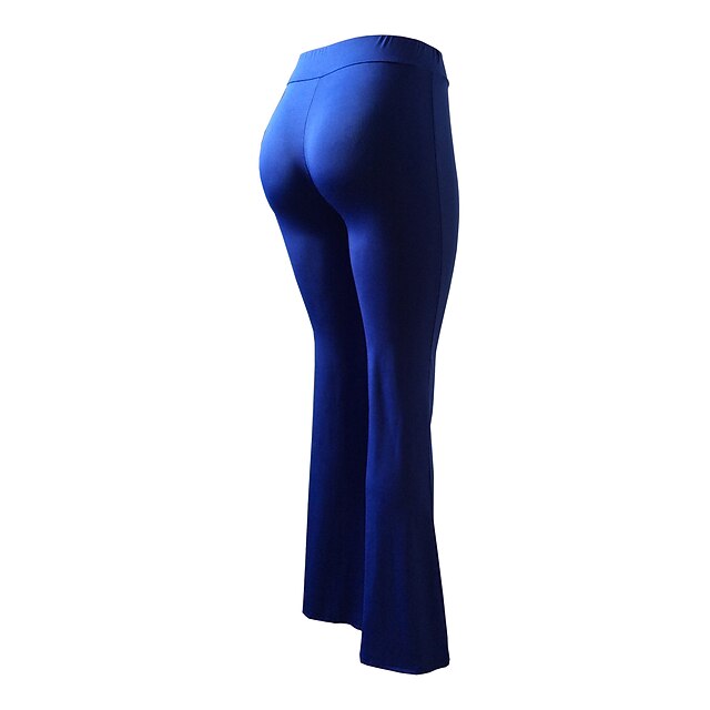 Women's Casual / Sporty Athleisure Flare Chinos Bell Bottom Wide Leg Full Length Dress Pants Weekend Yoga Stretchy Plain Comfort Mid Waist Slim White Black Blue Wine Coffee S M L XL