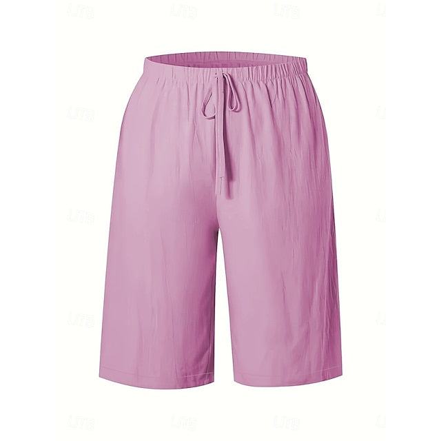 Women's Shorts Summer Shorts Bermuda shorts Beach Shorts Vacation Fashion Casual Knee Length High Waist Plain Drawstring Pocket Comfort Lightweight Soft Micro-elastic Outdoor Beach Holiday Blue Army