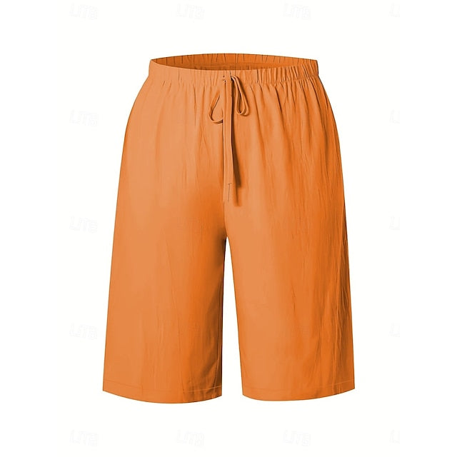 Women's Shorts Summer Shorts Bermuda shorts Beach Shorts Vacation Fashion Casual Knee Length High Waist Plain Drawstring Pocket Comfort Lightweight Soft Micro-elastic Outdoor Beach Holiday Blue Army