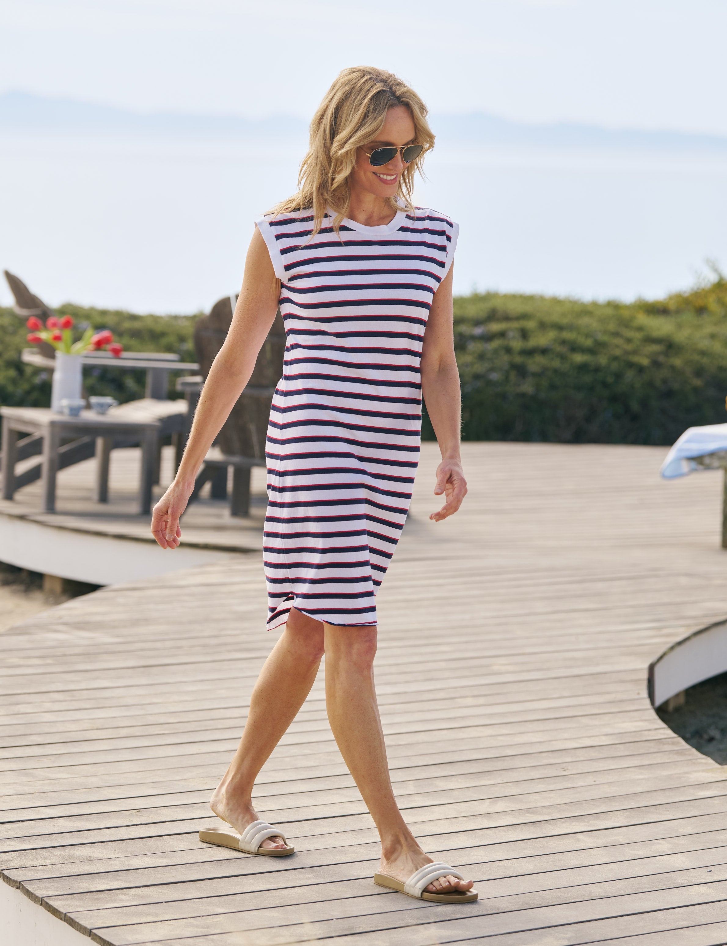 MINI CORY White with Red and Navy French Stripe, Vintage Jersey