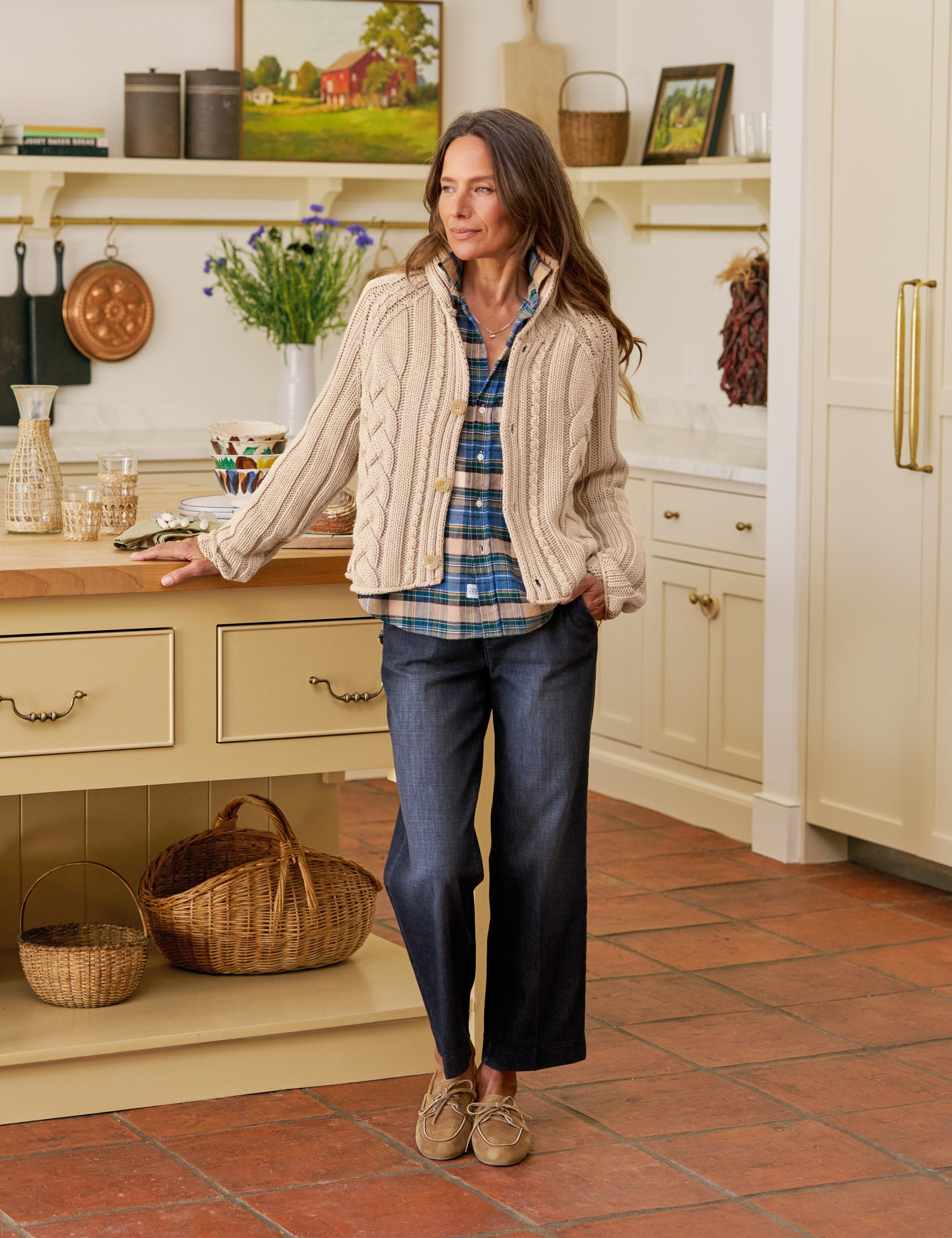 EILEEN Brown and Green with Blue Plaid, Italian Flannel