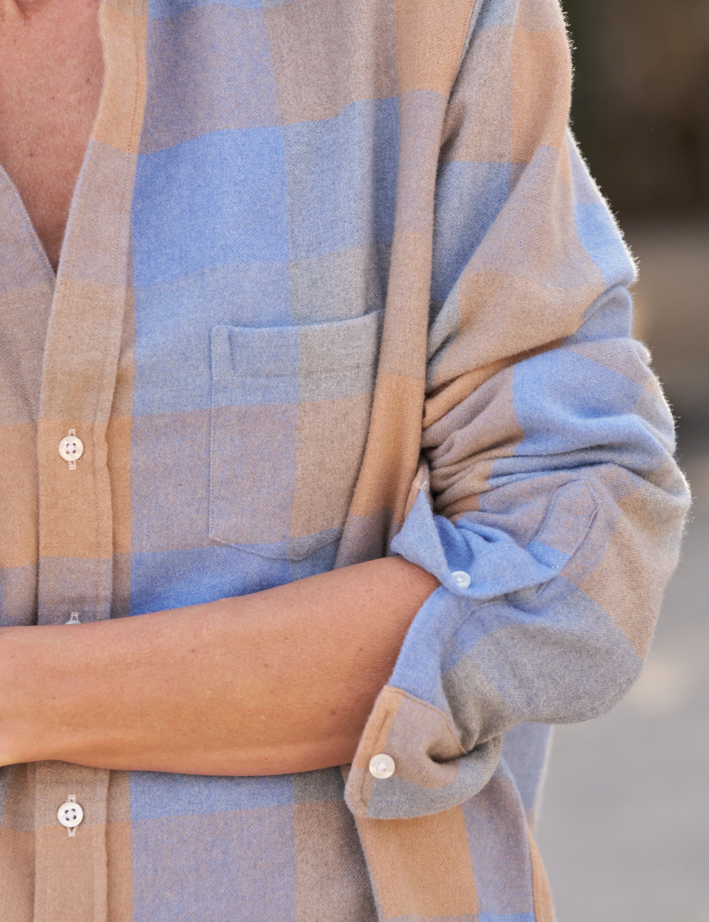 EILEEN Blue and Camel Check, Italian Flannel