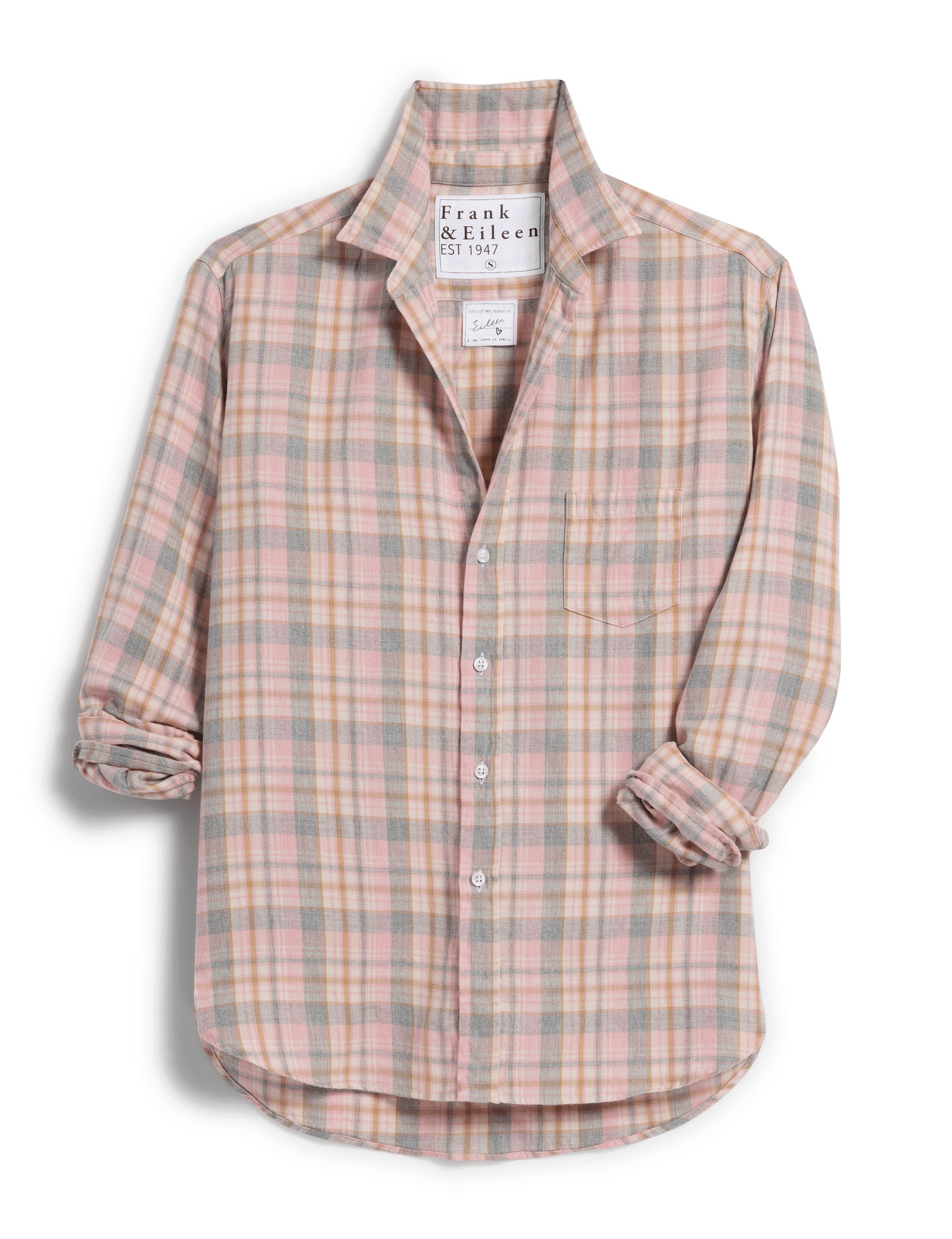 EILEEN Pink and Gray Melange Plaid, Italian Cashmere Touch