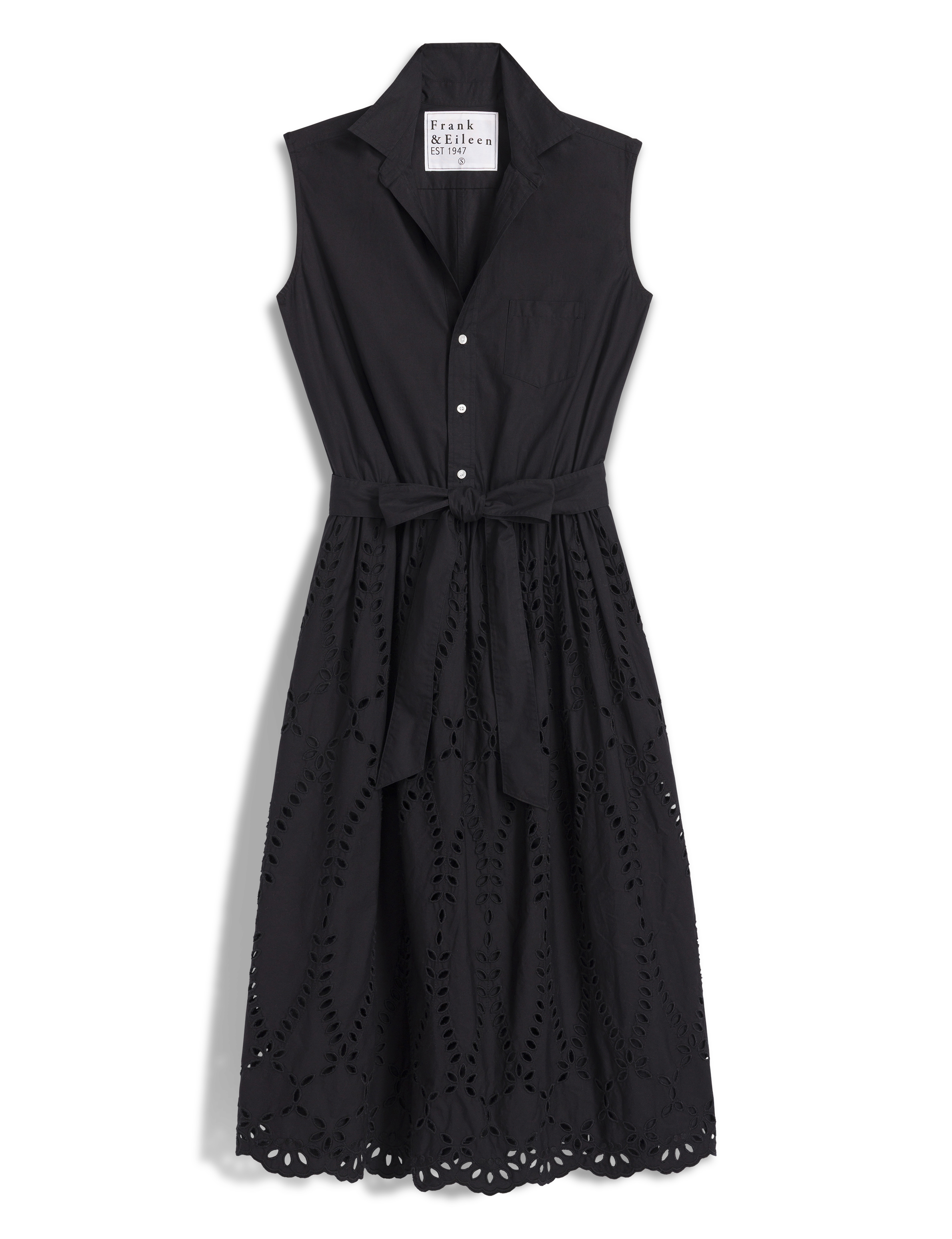 GRACE SLEEVELESS DRESS Black, Eyelet Cotton