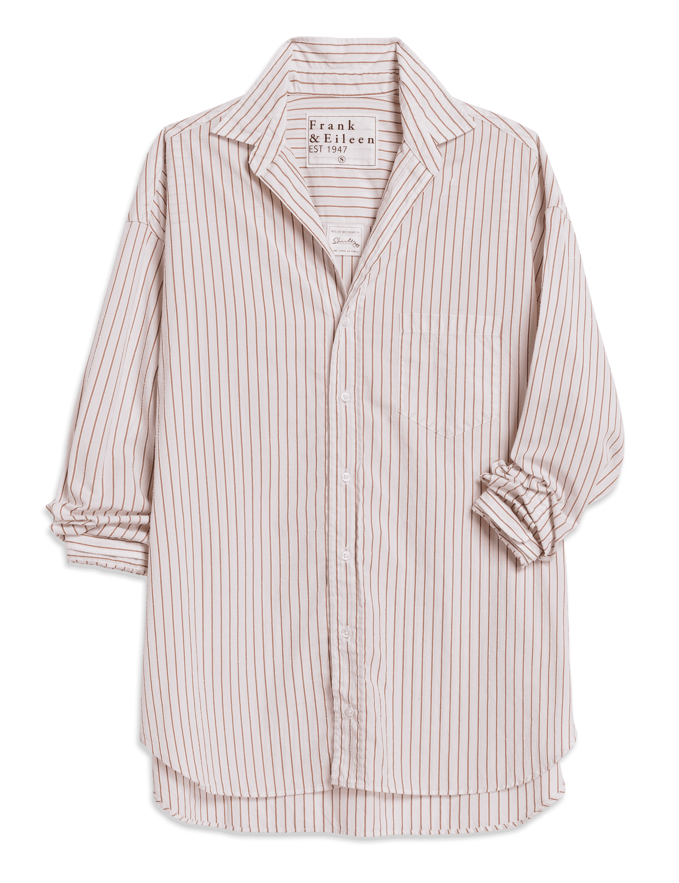 SHIRLEY Camel and Cream Stripe, Italian Cotton