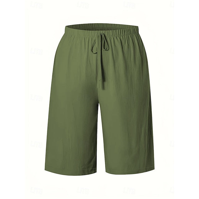 Women's Shorts Summer Shorts Bermuda shorts Beach Shorts Vacation Fashion Casual Knee Length High Waist Plain Drawstring Pocket Comfort Lightweight Soft Micro-elastic Outdoor Beach Holiday Blue Army
