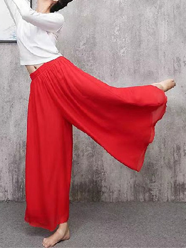 Women's Wide Leg Pants Trousers Vacation Streetwear Lightweight Full Length High Waist Plain Elastic Waist High Cut Breathability Comfortable Micro-elastic Outdoor Holiday Daily Wear Black White Pink