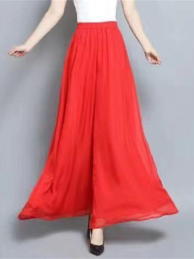 Women's Wide Leg Pants Trousers Vacation Streetwear Lightweight Full Length High Waist Plain Elastic Waist High Cut Breathability Comfortable Micro-elastic Outdoor Holiday Daily Wear Black White Pink